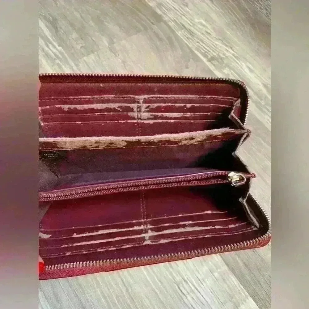 Coach Patent Red Button Snap wallet